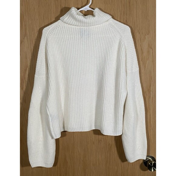 Van Kukil Women's Sz Sm Cashmere Turtleneck Sweater Ivory Drop Sleeve Old Money - Picture 2 of 6